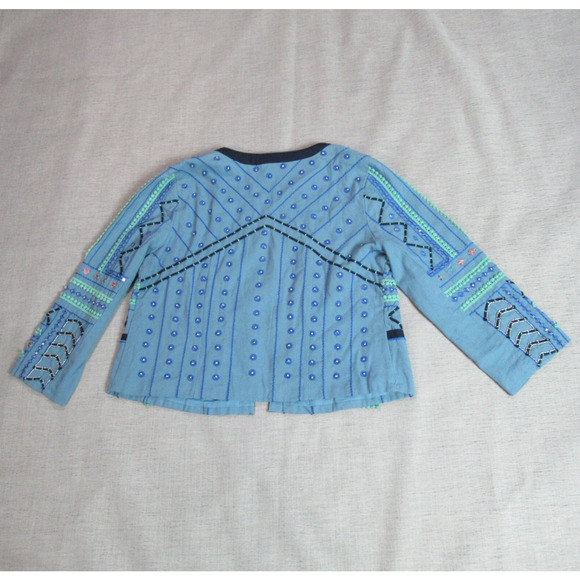 Vintage Simply Styled Sears Jacket Womens Large Blue Textured Hipster Retro Boho - Picture 4 of 10